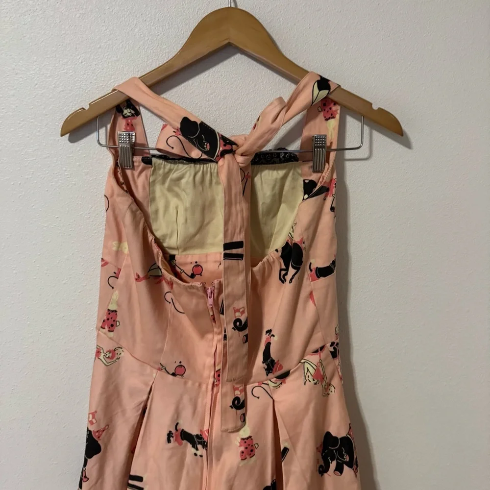 Pinup Couture Ginger Pink Circus Print Dress Black Lace Rockabilly Retro USA-M - Picture 7 of 9